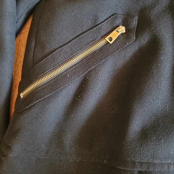 Zara Black Zip Up Winter Warm Coat with Gold Snap Buttons Faux Fur Hood Women S - Picture 6 of 11